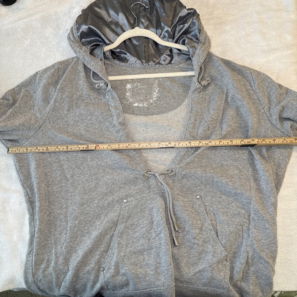 V Sport Gray Hooded Pullover Anorak Womens Plus 22/24 Drawstring Cozy Hoodie - Picture 5 of 7